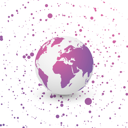 violet world globe on dotted backgroundのイラスト素材