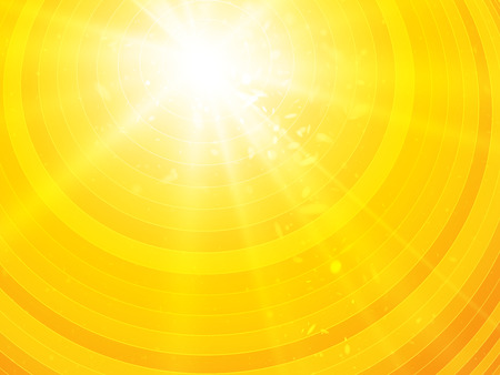 Vector bright sunny rays background with circlesのイラスト素材
