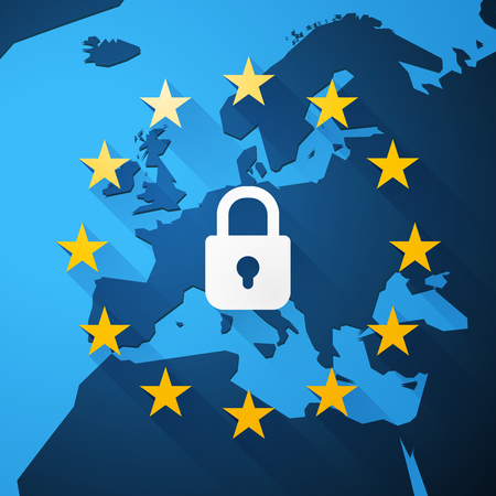 GDPR, General Data Protection Regulation, euro map, vectorのイラスト素材