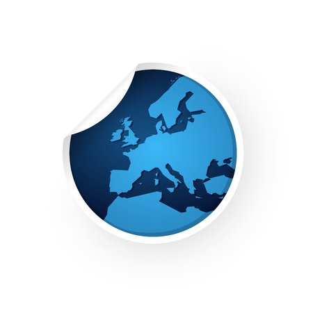 blue europe map icon stickerのイラスト素材