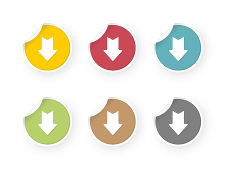 download icons colored stickers setのイラスト素材