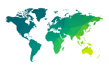 green geometric blank world mapのイラスト素材