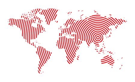 spreading of virus from Chinese Wu-Chan MERS-CoV on abstract world mapのイラスト素材