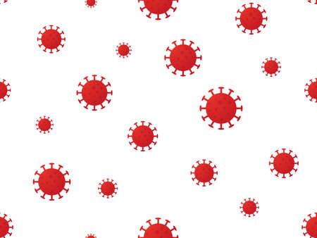 seamless background with corona motif virus covid-19 red icon in spaceのイラスト素材