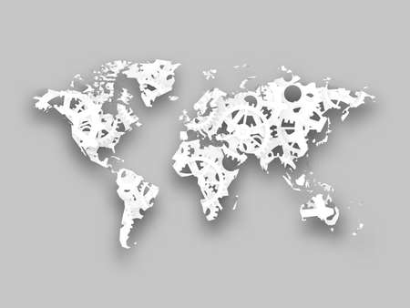 world map composed of gearsのイラスト素材
