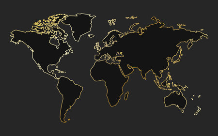 dark world map with gold line premium business backgroundのイラスト素材