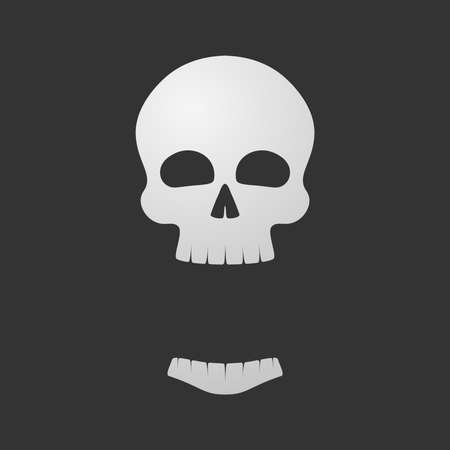 white human skull with separated jaws, logo of a laughing ghostのイラスト素材