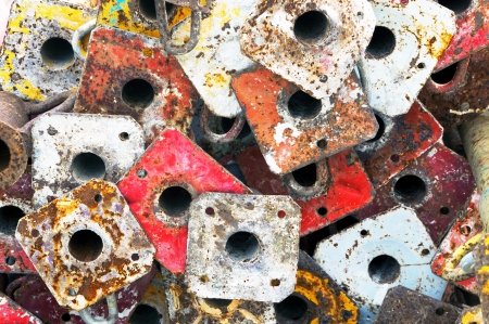 colorful metallic scaffold jacks of construction