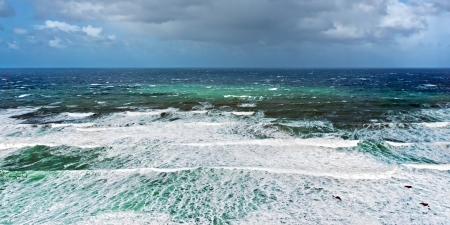 rough sea with stormy weather and wavesの写真素材