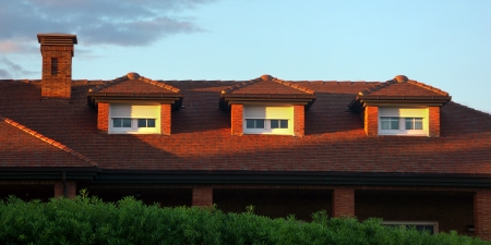 house roof with attic windows  Getxo, Basque Country, Spain, Europe の写真素材