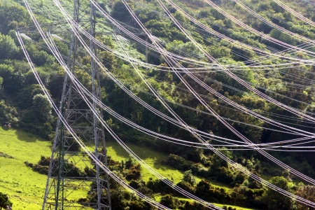 transmission power with many wiresの写真素材