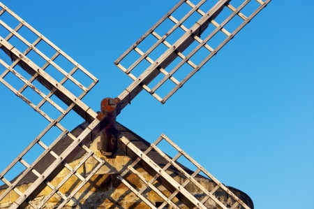 windmill with blades against blue sky. Getxo, Basque Country, Spainの写真素材
