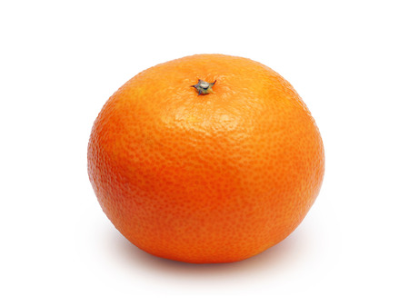 unpeeled tangerine isolated on white backgroundの写真素材