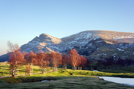 Gorbea mountain in Basque Country with a path surrounding by trees