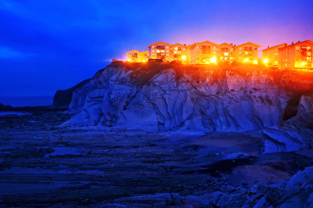 houses on cliff near the sea. Sopelana, Basque Country.の写真素材