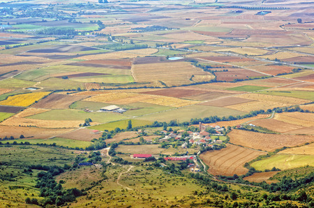 small village on Alava fields. High angle viewの写真素材