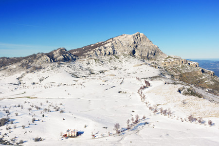 Arraba fields in Gorbea on winter. High angle viewの写真素材