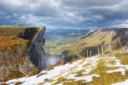 Balcony on Nervion river source with rainbowの写真素材