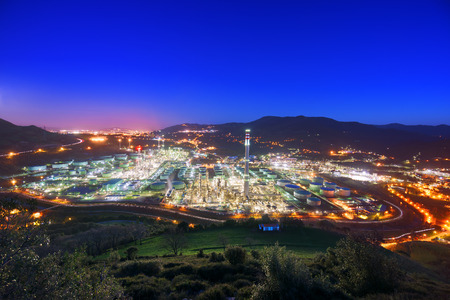 industrial factory at the nightの写真素材