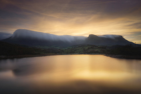 Marono reservoir at the sunsetの写真素材