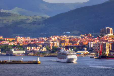 cruise leaving Bilbao harbourの写真素材