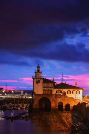 Arriluze lighthouse in Getxo at twilightの写真素材