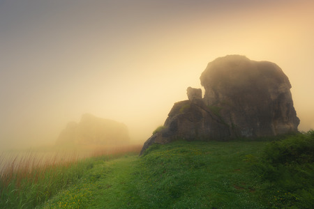 Rocks in La Arboleda with fogの写真素材