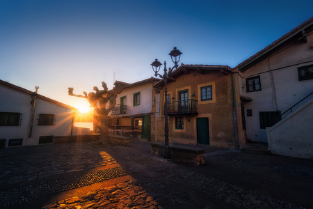 Puerto Viejo of Algorta at sunsetの写真素材