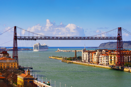 view of Getxo and hanging bridgeの写真素材