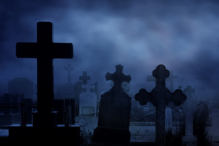 cemetery at nightの写真素材