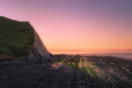 Sakoneta beach with flysch in Gipuzkoaの写真素材