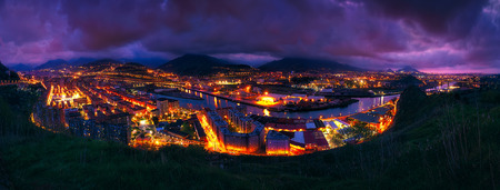 Panorama of Bilbao at nightの写真素材