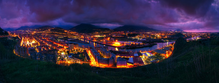 Panorama of Bilbao at nightの素材 [FY31098298324]