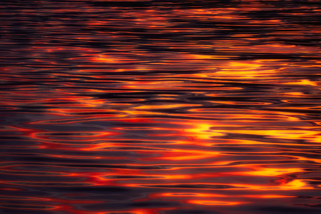 water ripple textures at the sunsetの写真素材