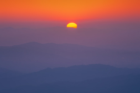 distant mountains at the sunsetの写真素材