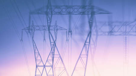 abstract background with transmission towers of electricity