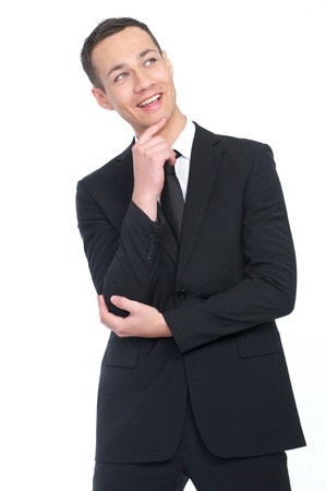 Businessman Thinking and Smiling の写真素材