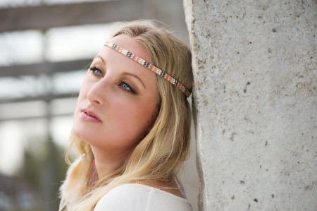 Close up portrait of an elegant lady outdoorsの写真素材