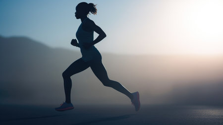 Dawn's Discipline: African American Jogger Captures Tranquil Strengthの素材