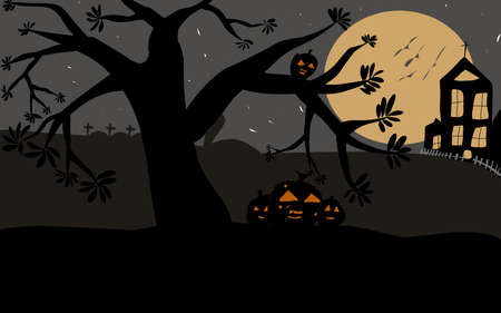 halloween background with houseの写真素材