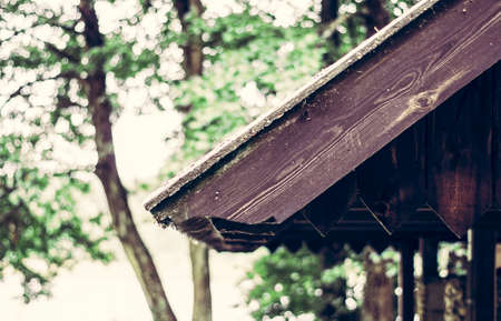 Wooden gazebo roof in Masuria.の写真素材