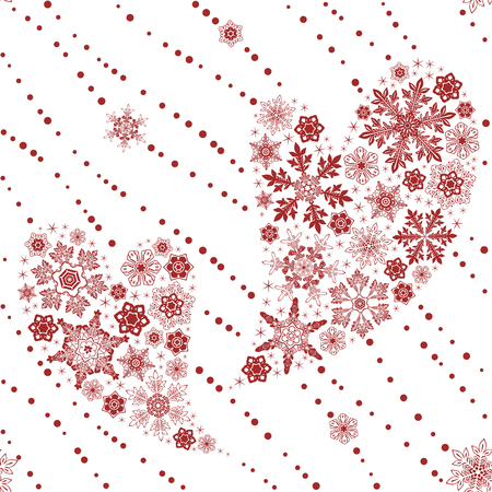 Seamless Christmas and Valentine's day snowflakes love patternのイラスト素材