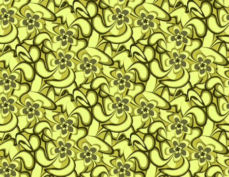 Green Leaves and Flowers Seamless Patternのイラスト素材