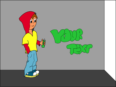 young boy paints graphiteのイラスト素材