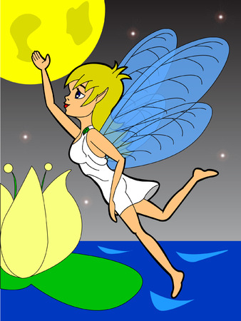 fairy flies in the nightのイラスト素材