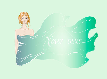 Beauty ginger girl covered by silk fabric in vectorのイラスト素材