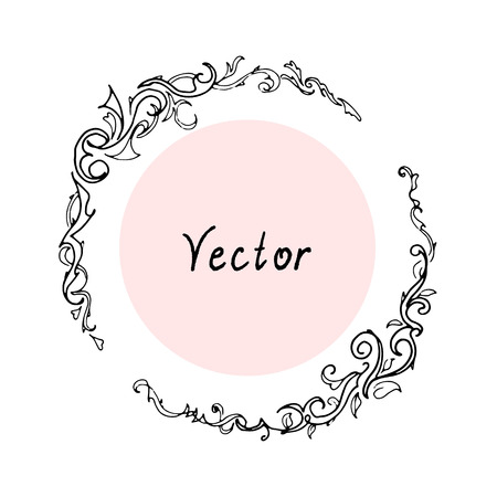 Outline round floral frame in vectorのイラスト素材