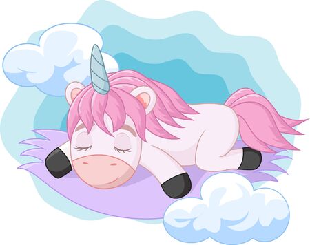 Vector illustration of Cute baby unicorn cartoon sleepingのイラスト素材
