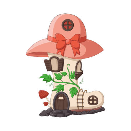 Cartoon fairytale house boots with roof of hatのイラスト素材