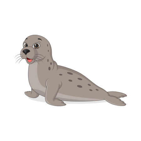 Cartoon funny seal on white backgroundのイラスト素材